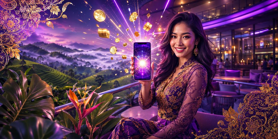 Pengguna Malaysia mengakses aplikasi kasino 860 dengan selamat melalui telefon pintar bercorak batik